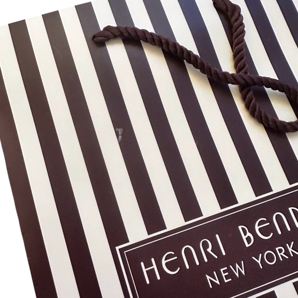 Henri Bendel Brown and White Medium Striped Shopping Bag